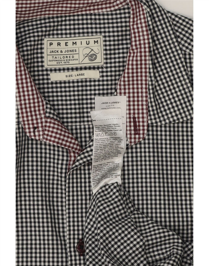 Camicia da uomo Jack & Jones grande in cotone a quadretti bianchi