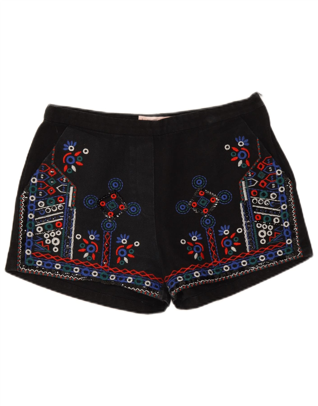 Pantaloncini chino con grafica vintage da donna grandi W30 in cotone nero