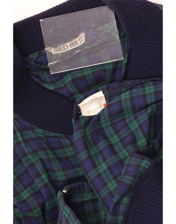 Cerruti 1881 Giacca bomber da uomo UK 40 Grande poliestere a quadri verdi