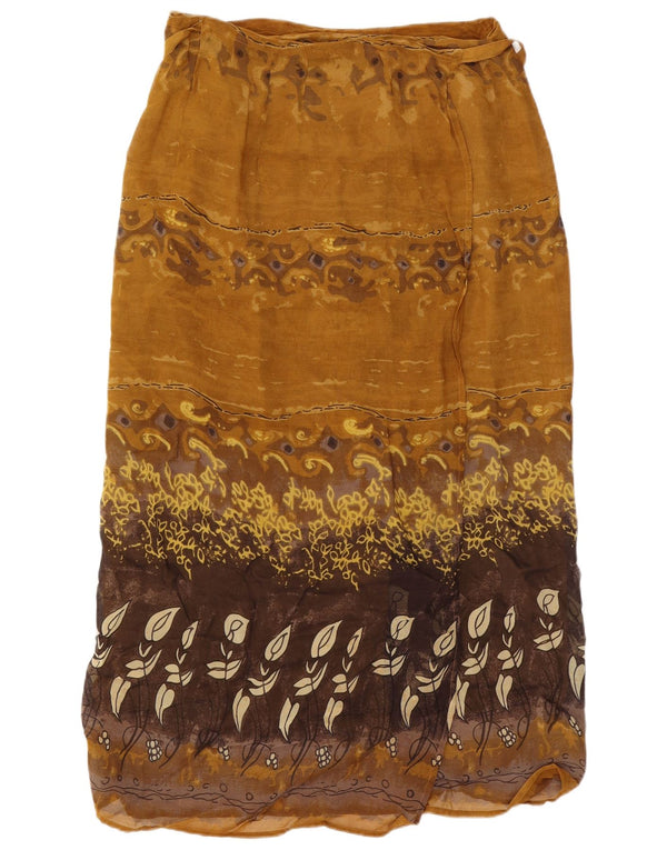 Gonna a portafoglio vintage da donna W34 grande viscosa floreale marrone