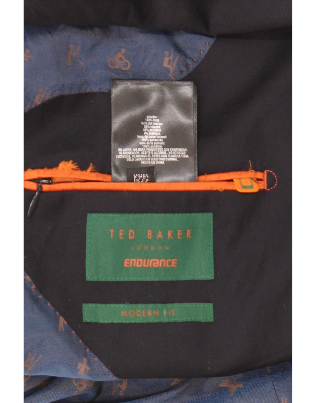 Giacca blazer da uomo a 2 bottoni vestibilità moderna Ted Baker taglia 42 XL lana blu navy