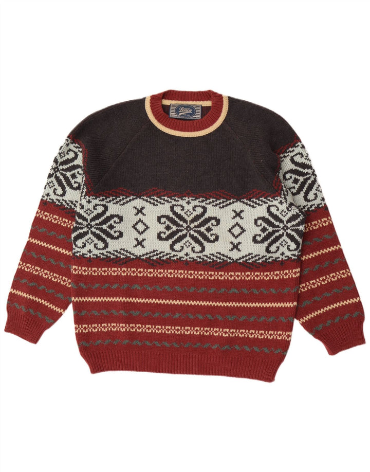 Maglione maglione girocollo da uomo Lemon XL lana Fair Isle multicolore