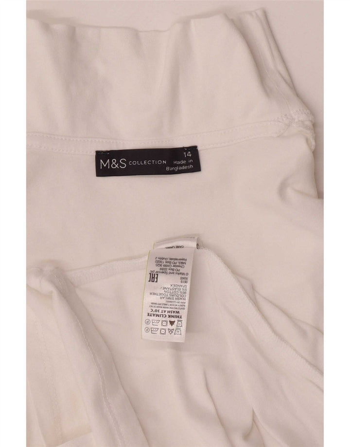 Marks & Spencer Top da donna a maniche lunghe UK 14 Large in cotone bianco