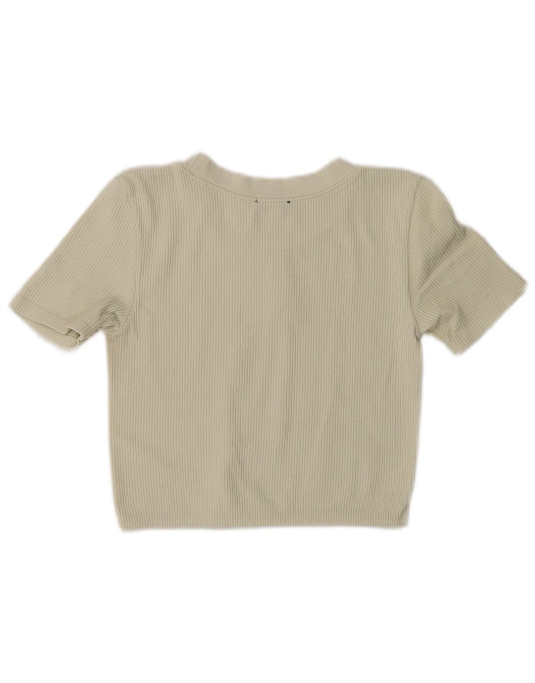 T-shirt corta da donna Zara UK 12 nylon bianco sporco medio