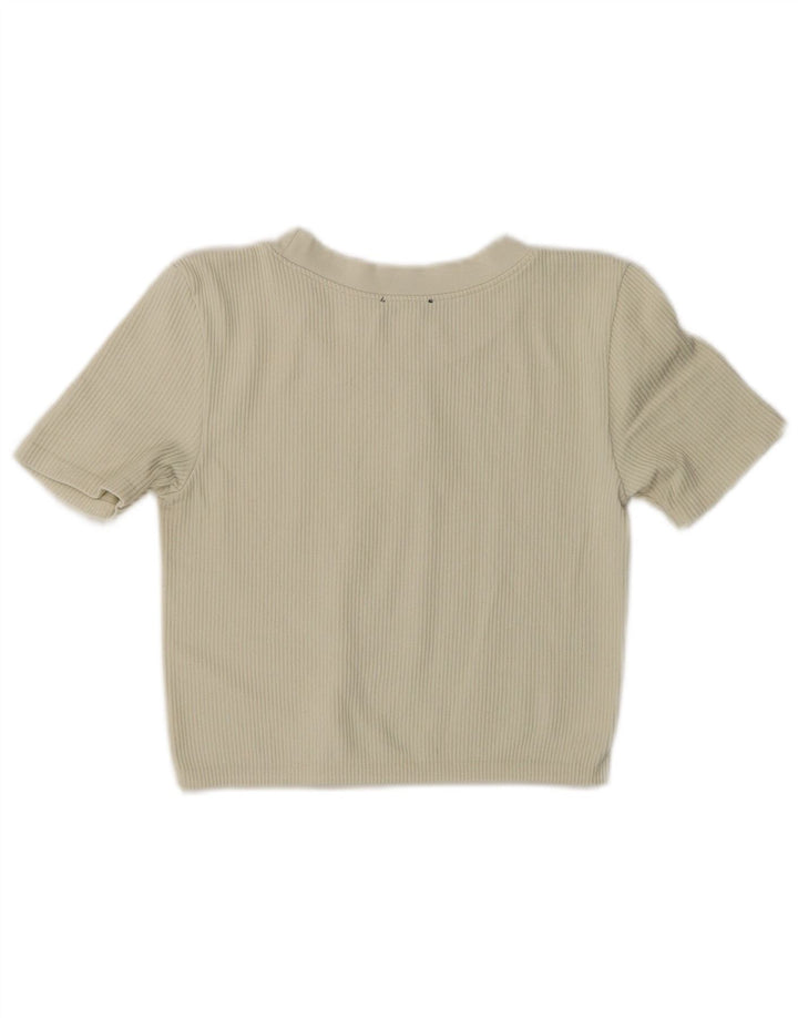 T-shirt corta da donna Zara UK 12 nylon bianco sporco medio