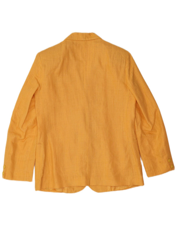 Giacca blazer vintage da donna a 2 bottoni IT 42 Lino giallo medio