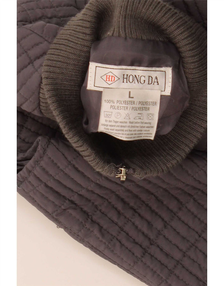 Gilet da donna vintage UK 14 grande poliestere a quadri grigi