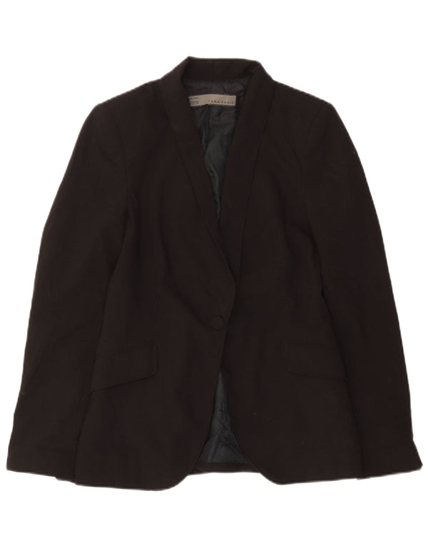 Zara Womens 1 Button Blazer Jacket UK 10 Small Black Polyester