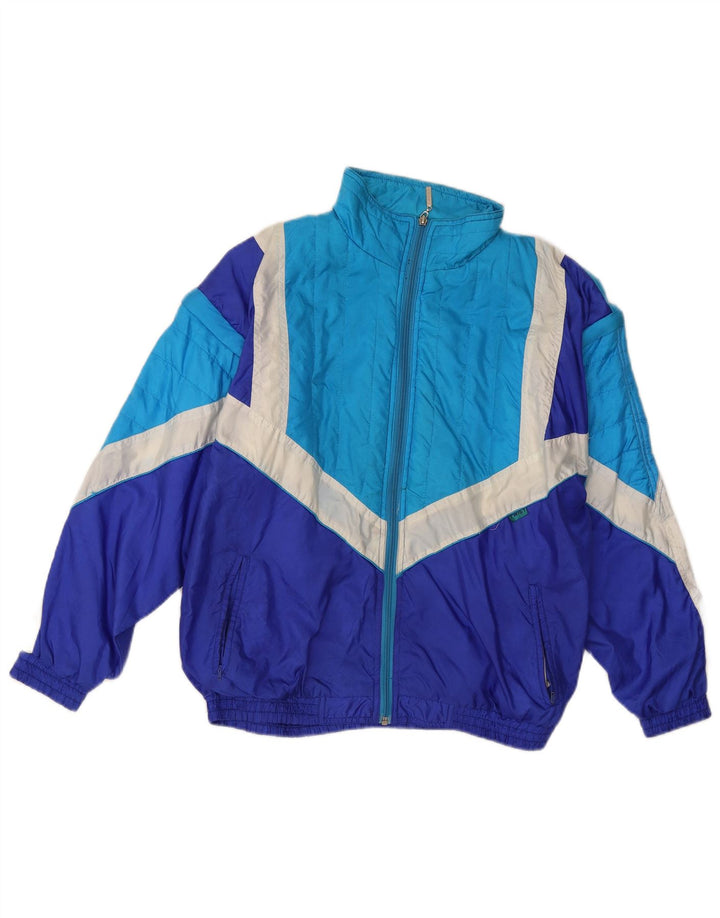 Giacca da ginnastica vintage da uomo piccola color block blu