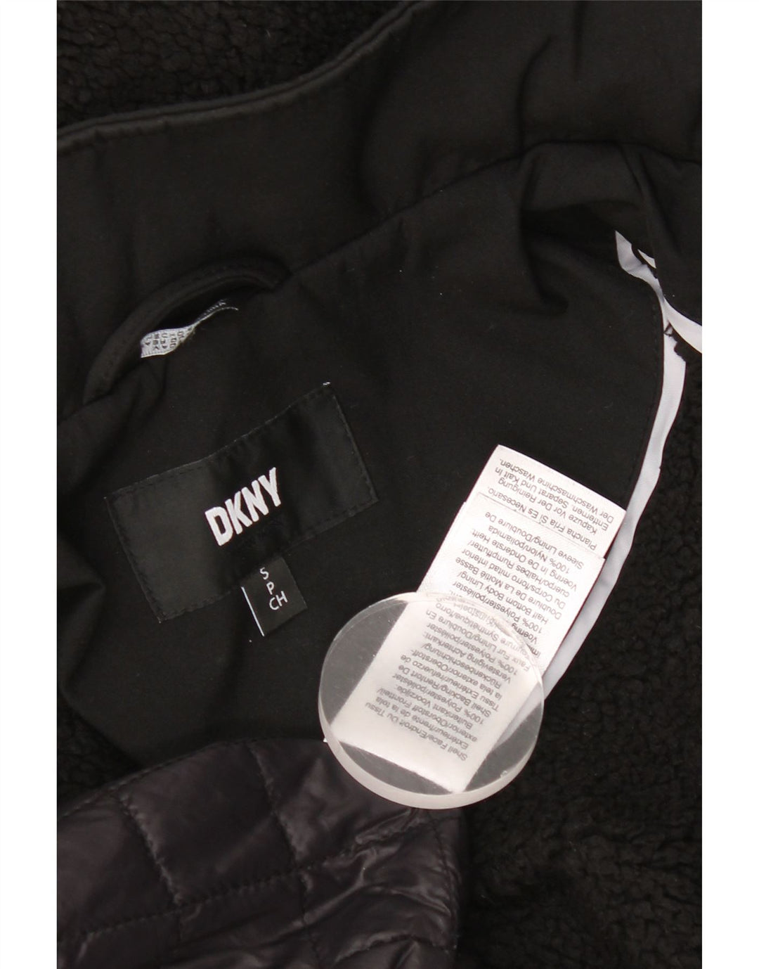 Giacca Parka con cappuccio da donna Dkny UK 10 piccola poliestere nero