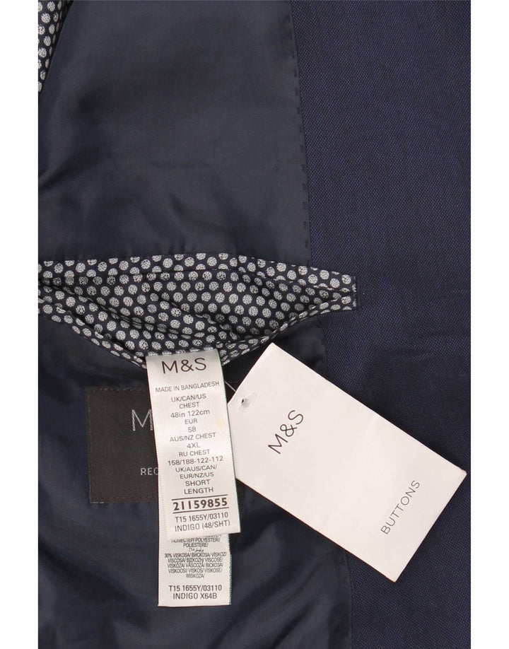 Giacca blazer da uomo a vestibilità regolare a 2 bottoni Marks & Spencer UK 48 2XL Blu navy