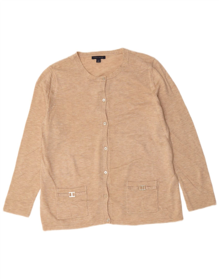 Maglione cardigan da donna Tommy Hilfiger UK 16 Large Beige acrilico