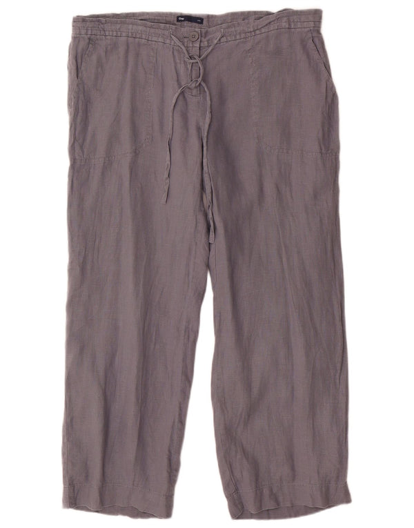 Pantaloni casual dritti da donna Gap UK 12 Medium W34 L26 Lino grigio