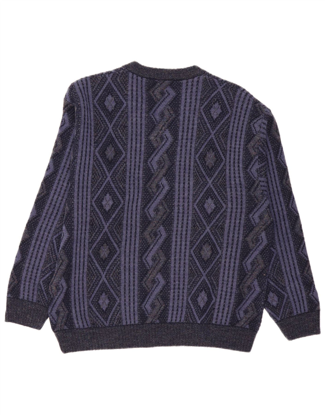 Maglione da uomo con scollo a V Naramaglie, acrilico geometrico medio blu navy