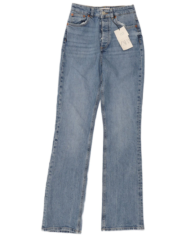 Jeans bootcut a vita alta da donna Zara EU 34 2XS W24 L34 cotone blu