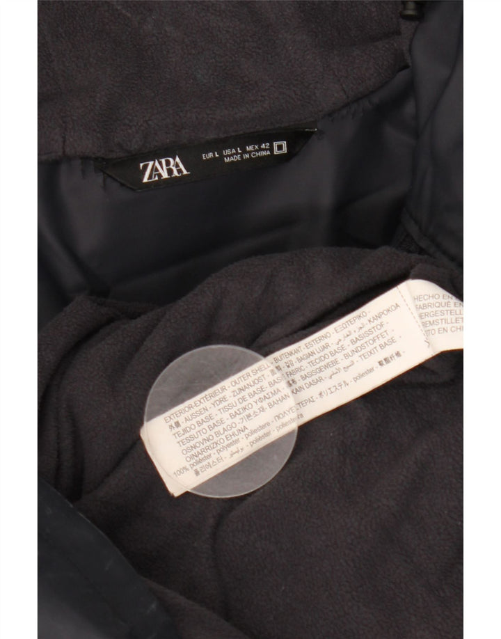 ZARA Giacca a Vento da Uomo con Cappuccio UK 40 Large Blu Navy Poliestere