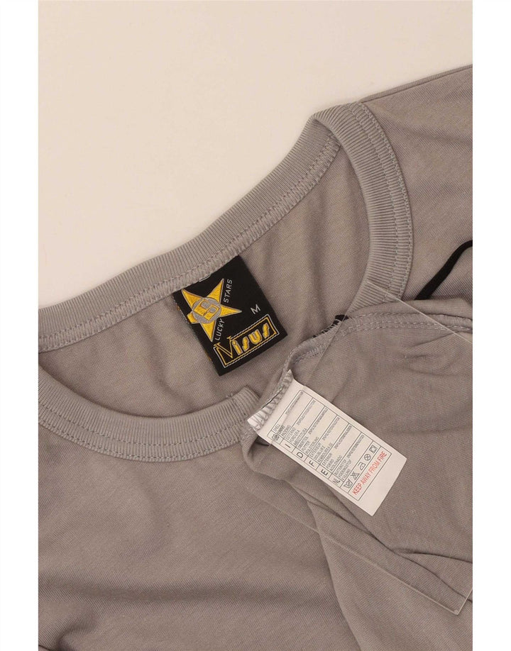 T-shirt da uomo vintage Top in poliestere grigio medio