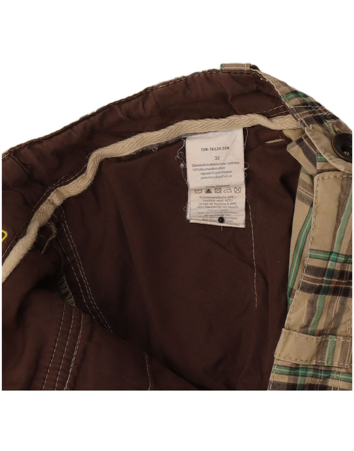 Pantaloncini chino da uomo Tom Tailor W32 in cotone scozzese beige medio