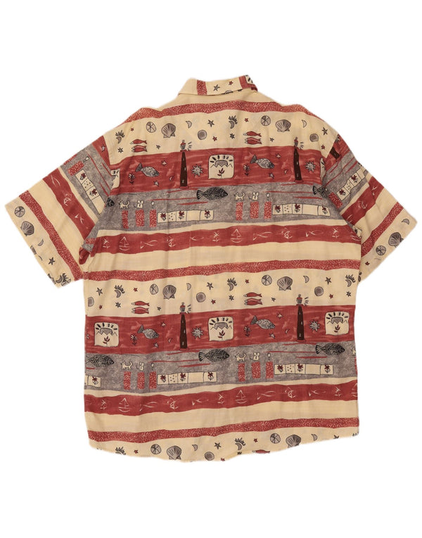 CASA MODA Camicia grafica da uomo a maniche corte taglia 44 XL a righe beige