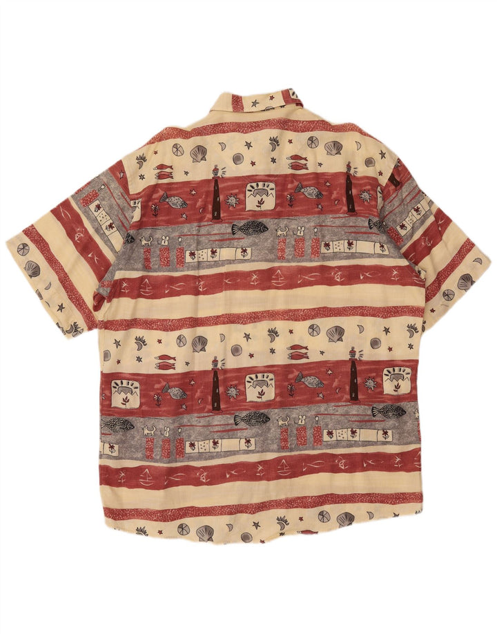 CASA MODA Camicia grafica da uomo a maniche corte taglia 44 XL a righe beige