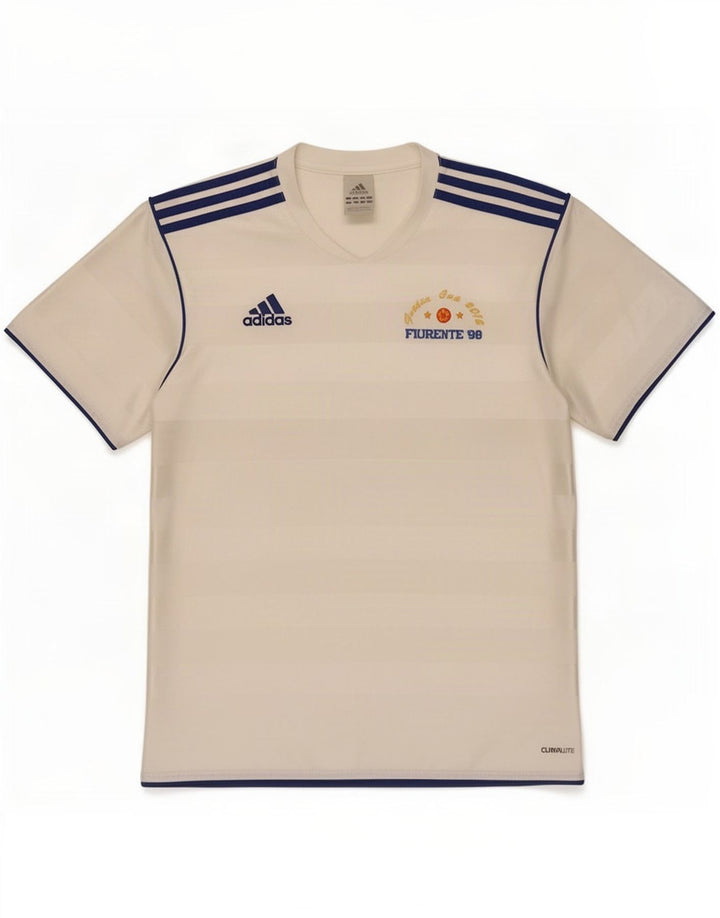 T-shirt Adidas Climalite da uomo Top poliestere gessato bianco medio