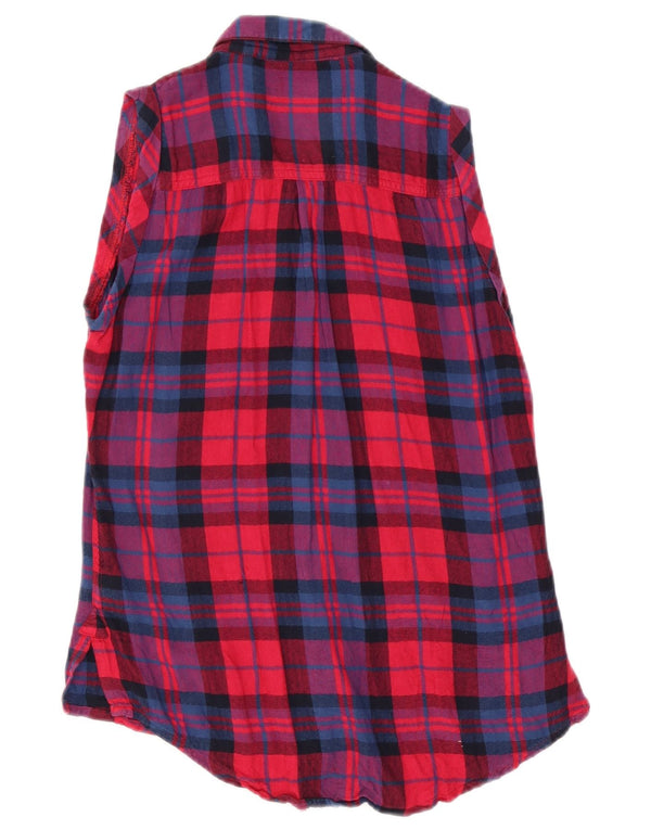 Camicia grafica senza maniche oversize da donna Superdry UK 2 2XS a quadri rossi
