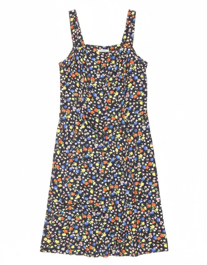 Prendisole vintage da donna UK 12 medio blu navy floreale