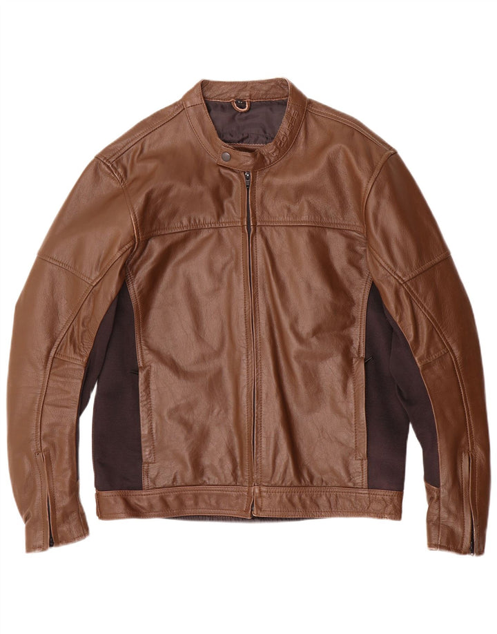 Giacca da pilota in pelle da uomo Course UK 38 Pelle color block marrone medio