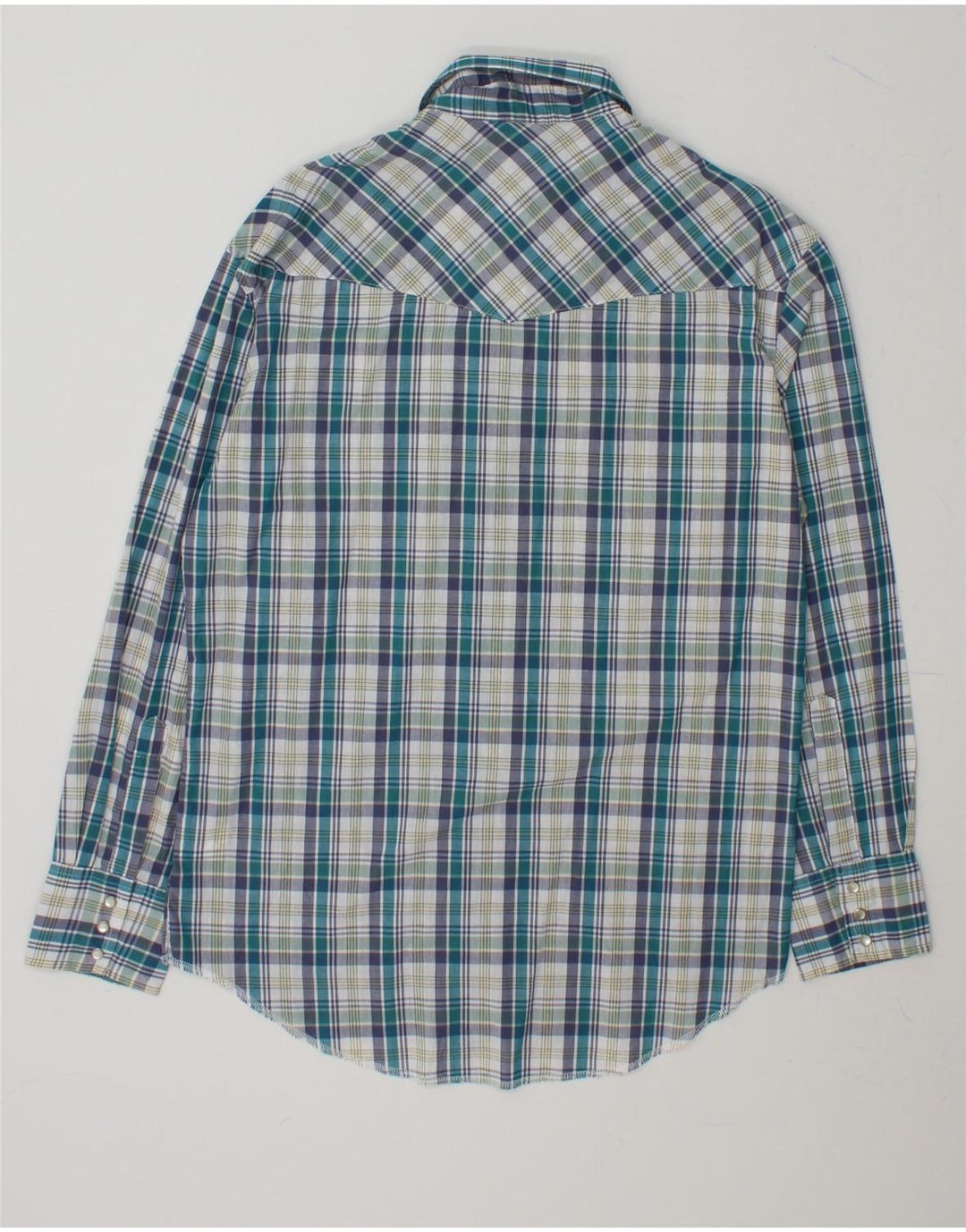 WRANGLER Mens Shirt Size 15 Medium Blue Check Cotton Vintage Wrangler and Second-Hand Wrangler from Messina Hembry 