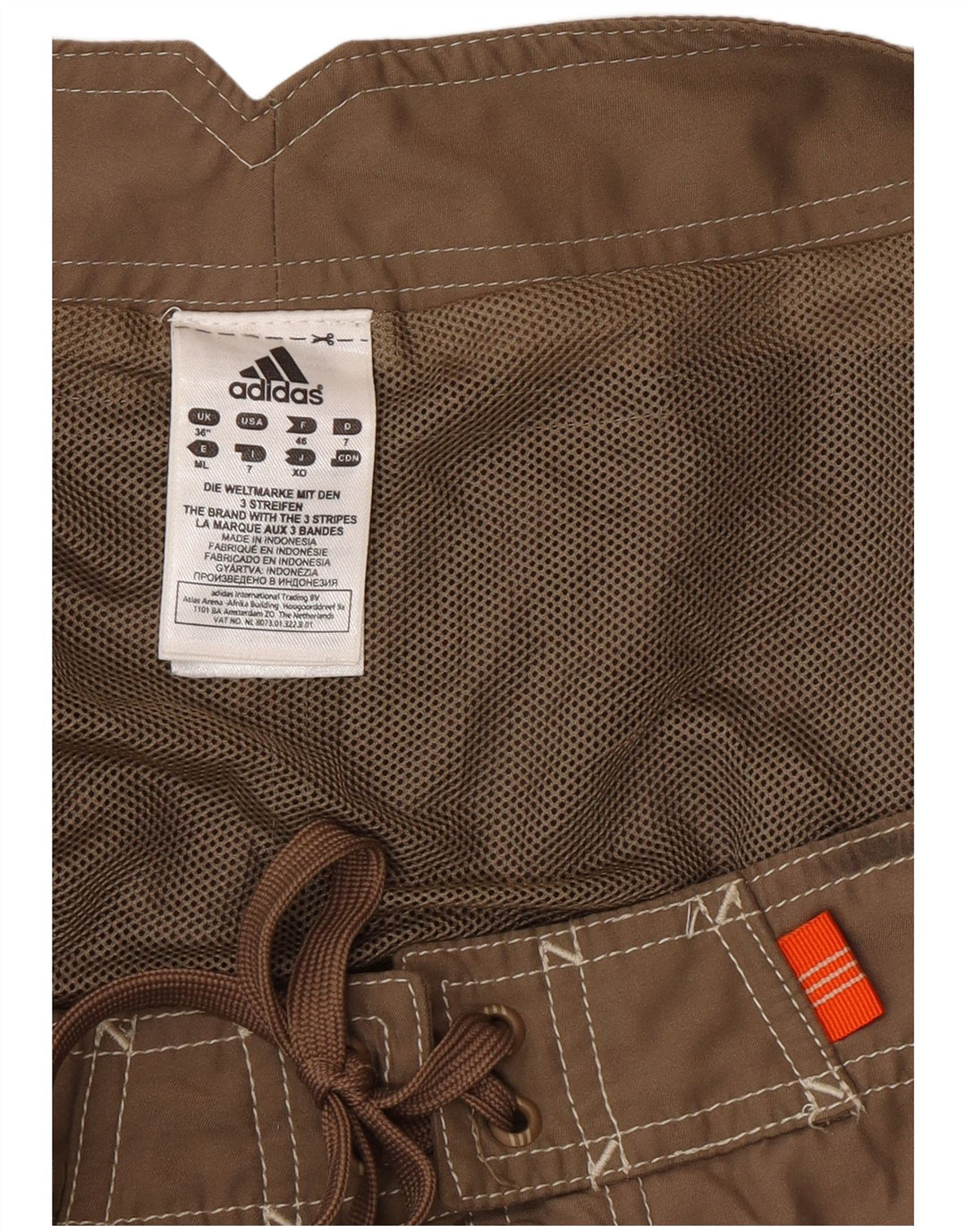 Pantaloncini da bagno grafici da uomo Adidas grandi in poliestere color block marrone