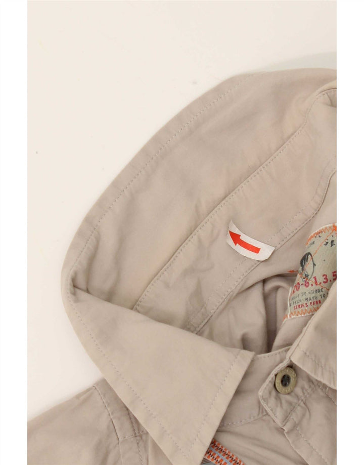 Camicia a maniche corte da uomo Fat Face in cotone a righe grigio medio