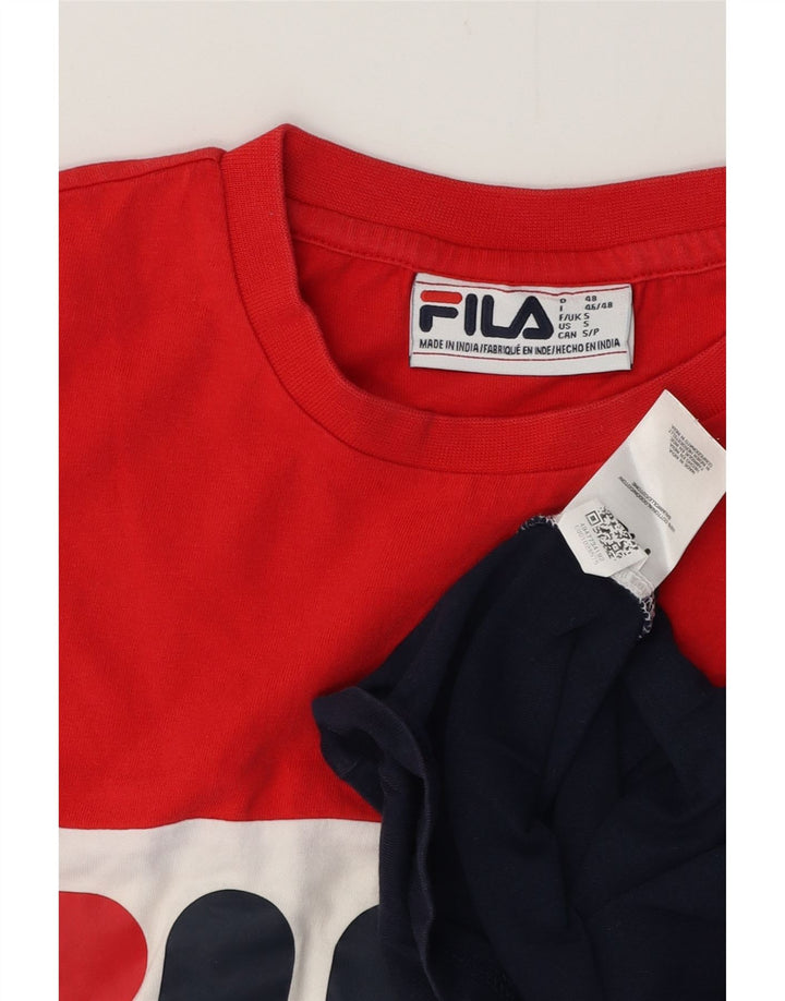 T-shirt grafica da uomo FILA Top piccola in cotone color block multicolore