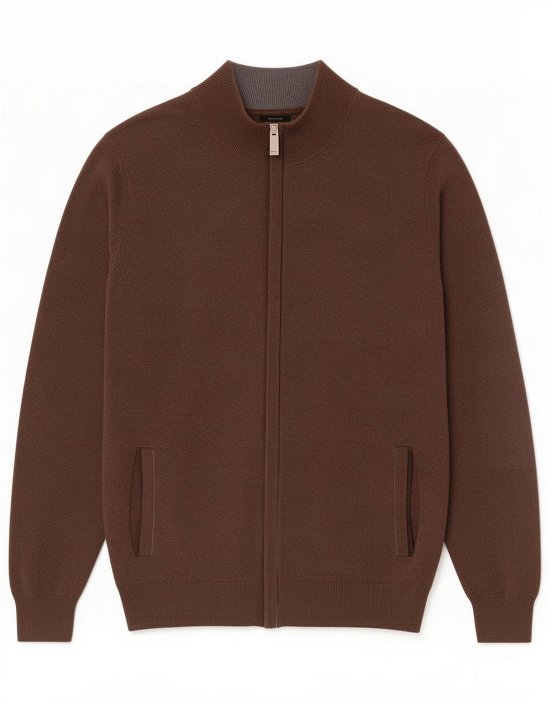 Maglione cardigan da uomo Massimo Dutti in cotone marrone medio