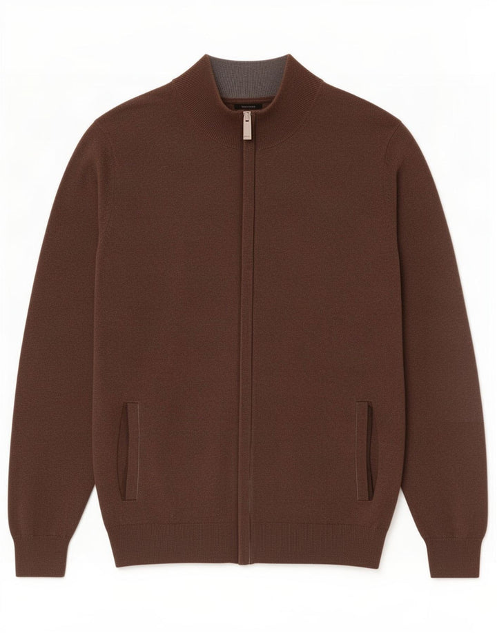 Maglione cardigan da uomo Massimo Dutti in cotone marrone medio