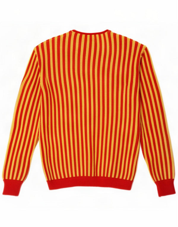 Maglione cardigan da uomo vintage a righe gialle medie