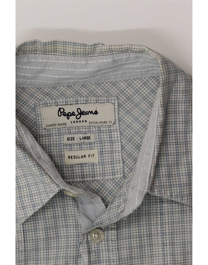 PEPE Jeans Camicia da uomo a maniche corte vestibilità regolare a quadri blu grandi