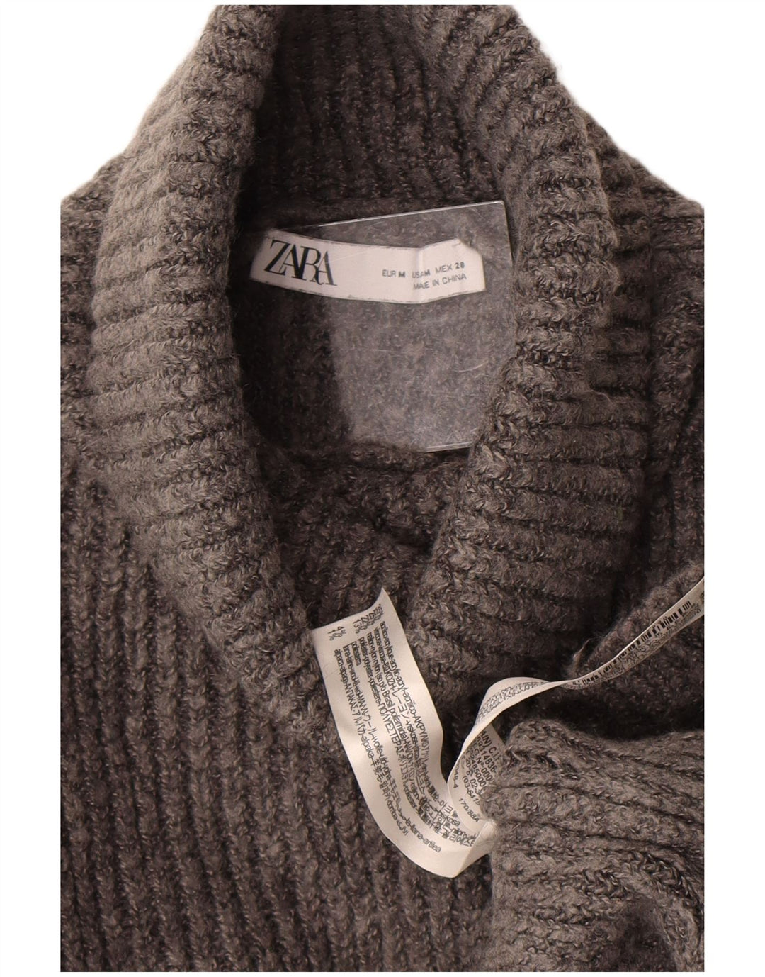 Maglione corto oversize a collo alto corto da donna Zara UK 14 Grigio medio