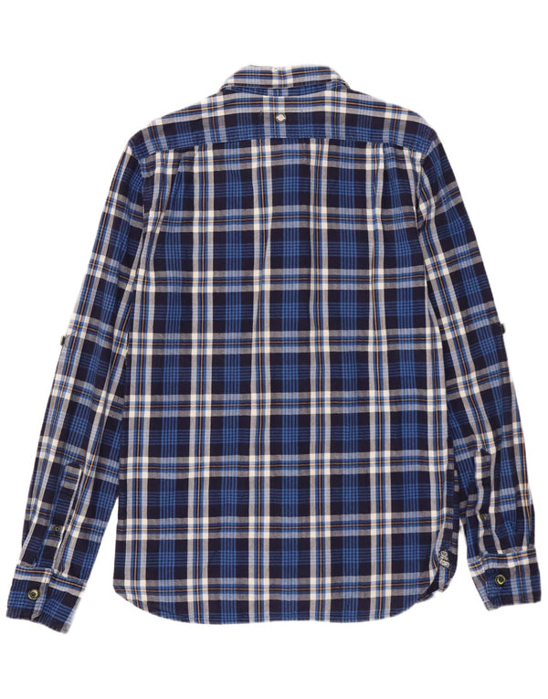 Superdry Mens Flannel Shirt Medium Blue Check Cotton