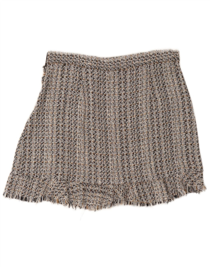 Gonna a trapezio da donna Zara grande W30 in cotone chiazzato grigio