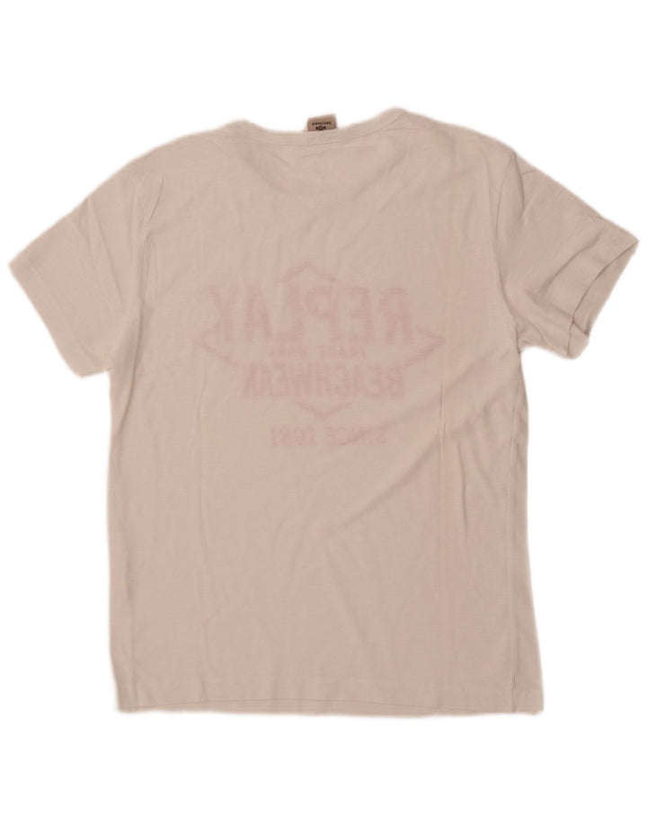 T-shirt grafica da uomo Replay Top piccola bianca