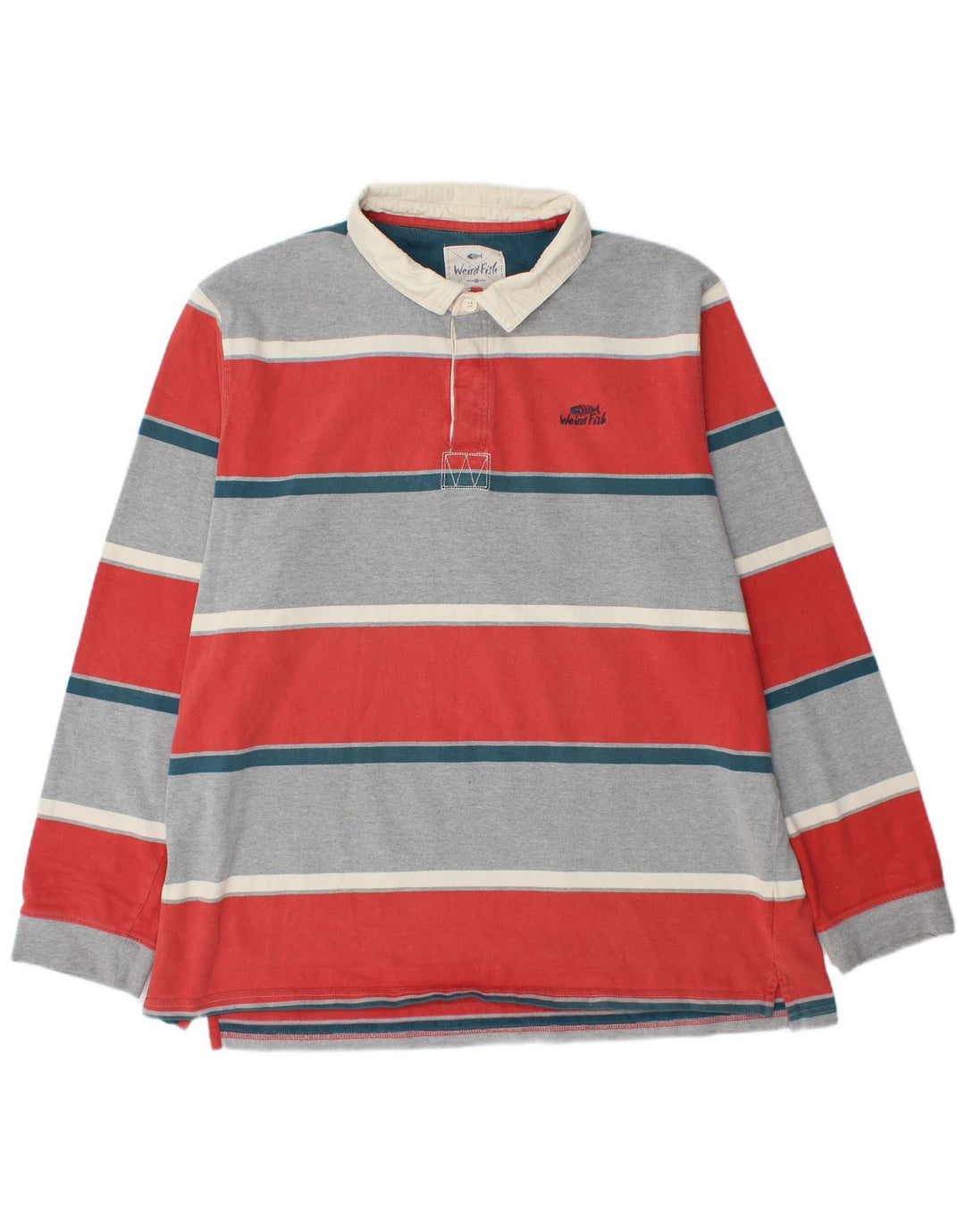Polo da rugby da uomo a maniche lunghe WEIRD FISH 2XL a righe multicolore