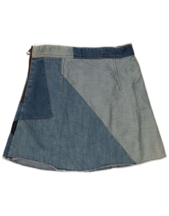 Minigonna in denim da donna ZARA XS W24 blu color block