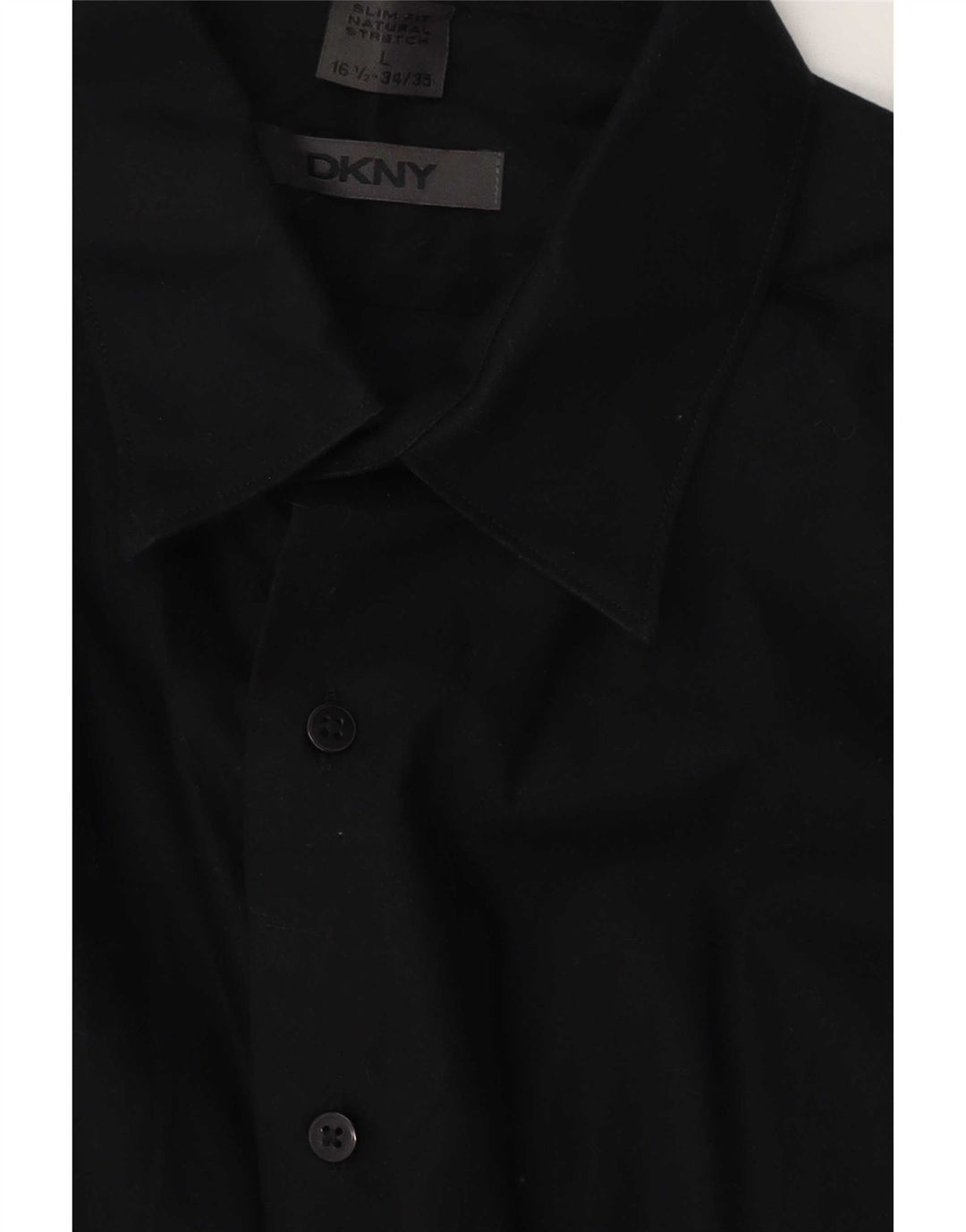 Camicia Dkny da uomo elasticizzata slim fit taglia 16 1/2 grande cotone nero