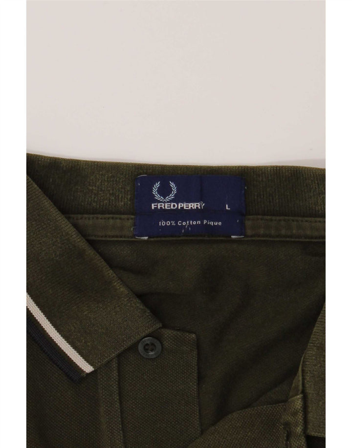 Polo da uomo Fred Perry grande in cotone a righe kaki