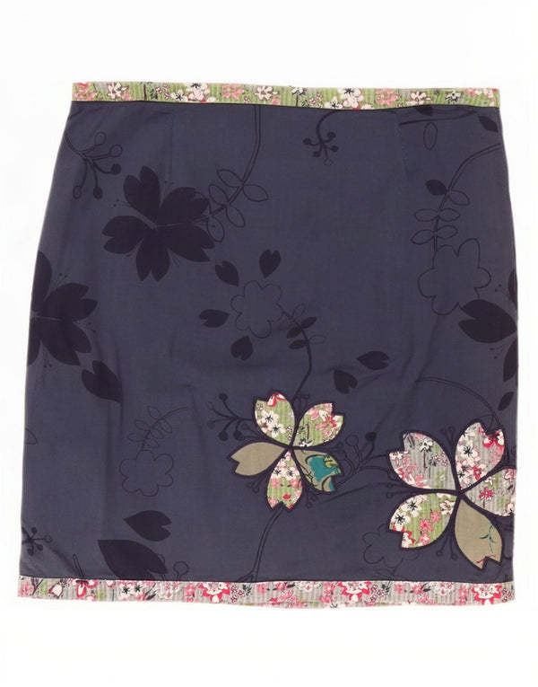 Minigonna da donna White Stuff UK 14 Grande W34 Cotone floreale blu navy