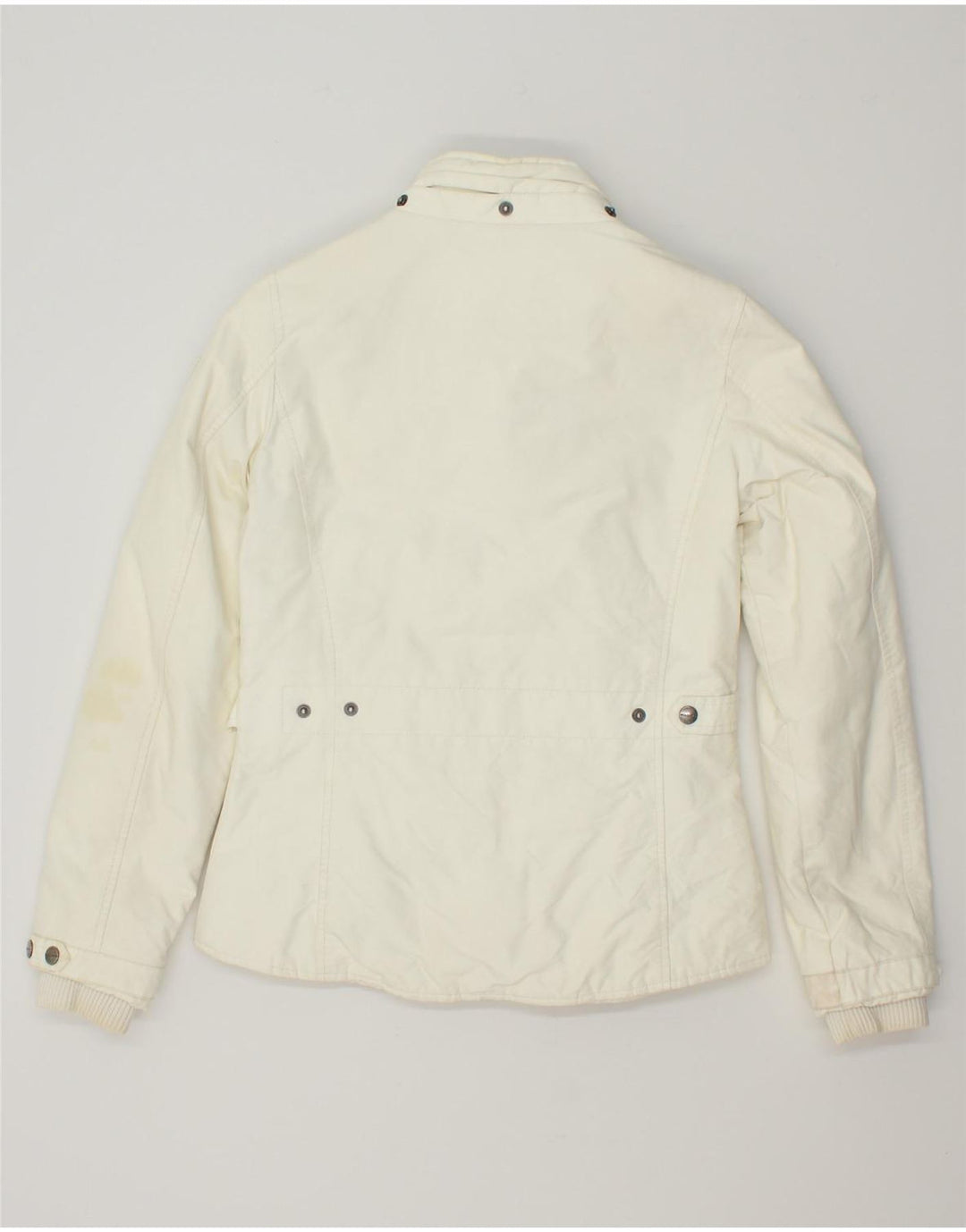 WOOLRICH Womens Bomber Jacket UK 14 Medium Off White Cotton Vintage Woolrich and Second-Hand Woolrich from Messina Hembry 