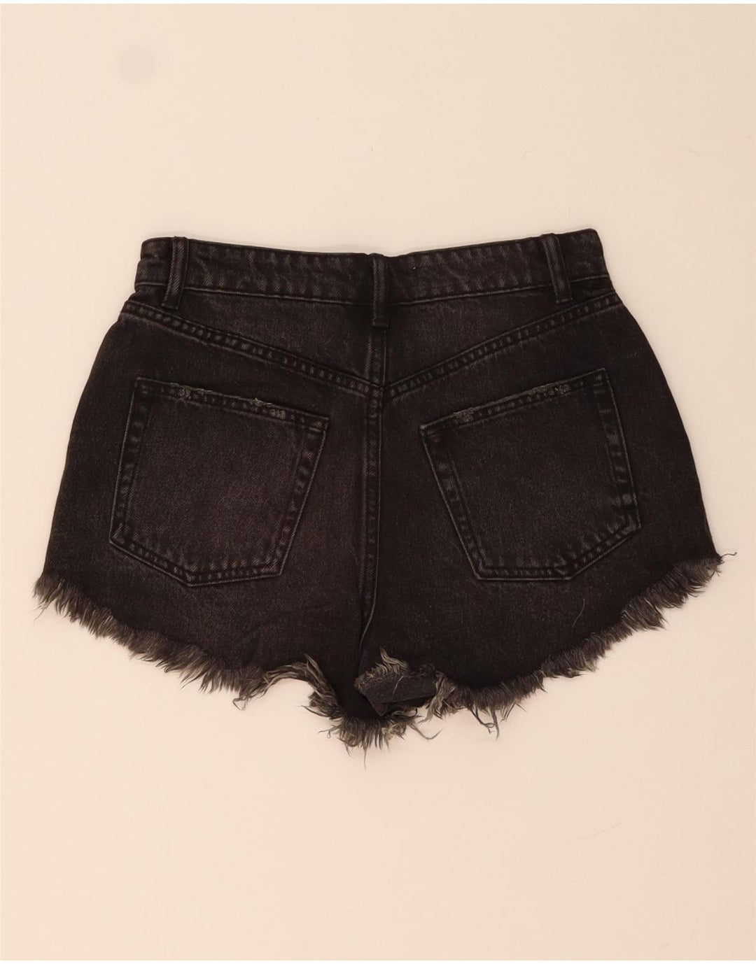Pantaloncini in denim invecchiato ZARA da donna EU 34 2XS W24 neri
