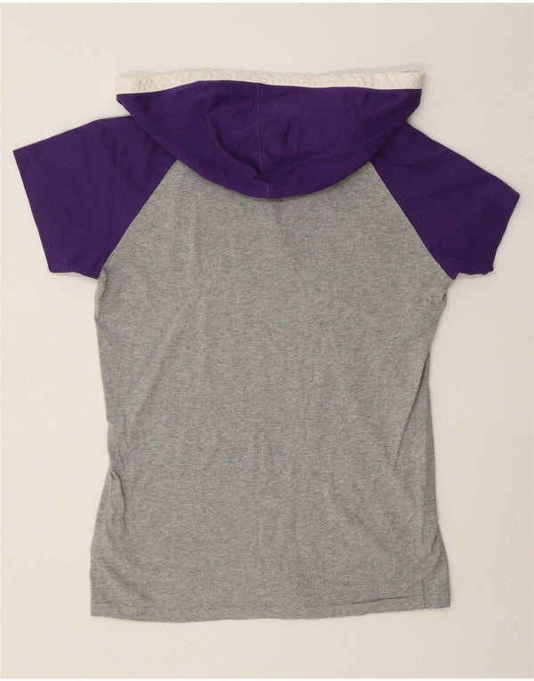 T-shirt grafica con cappuccio da donna Nike UK 12/14 Colorblock grigio medio
