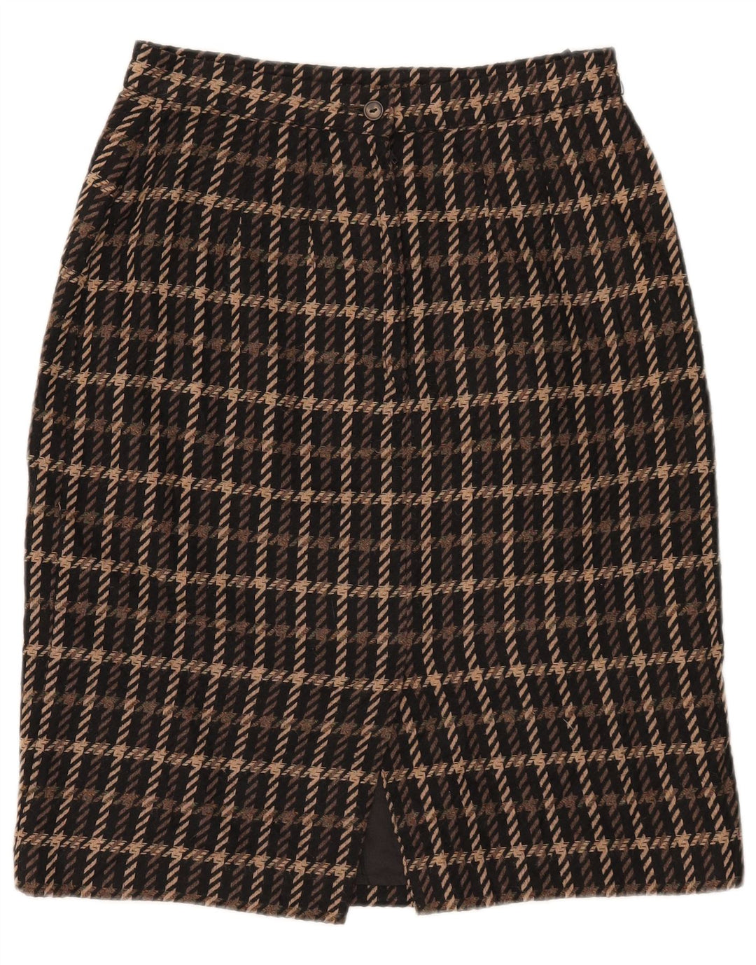 Gonna a tubino da donna Marks & Spencer UK 14 media W28 acrilico a quadri marrone