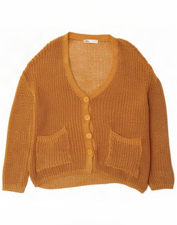 Maglione cardigan oversize all'uncinetto da donna Zara UK 14 Acrilico marrone medio